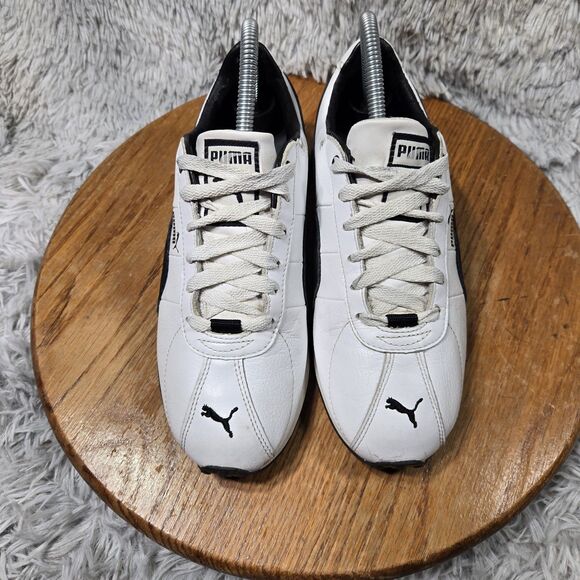 Puma Turin 2 Women Size 7 Retro Y2K Style White/Black Leather Sneakers Shoes - Picture 2 of 8